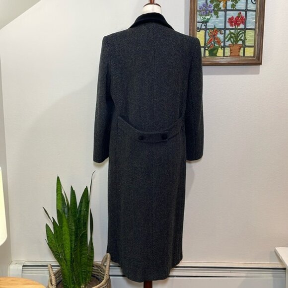 Stunningly Beautiful Wool Velvet Coat Long Made in the USA Dark Gray/Black Sz 8 - Picture 5 of 16
